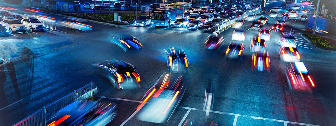 road traffic at night